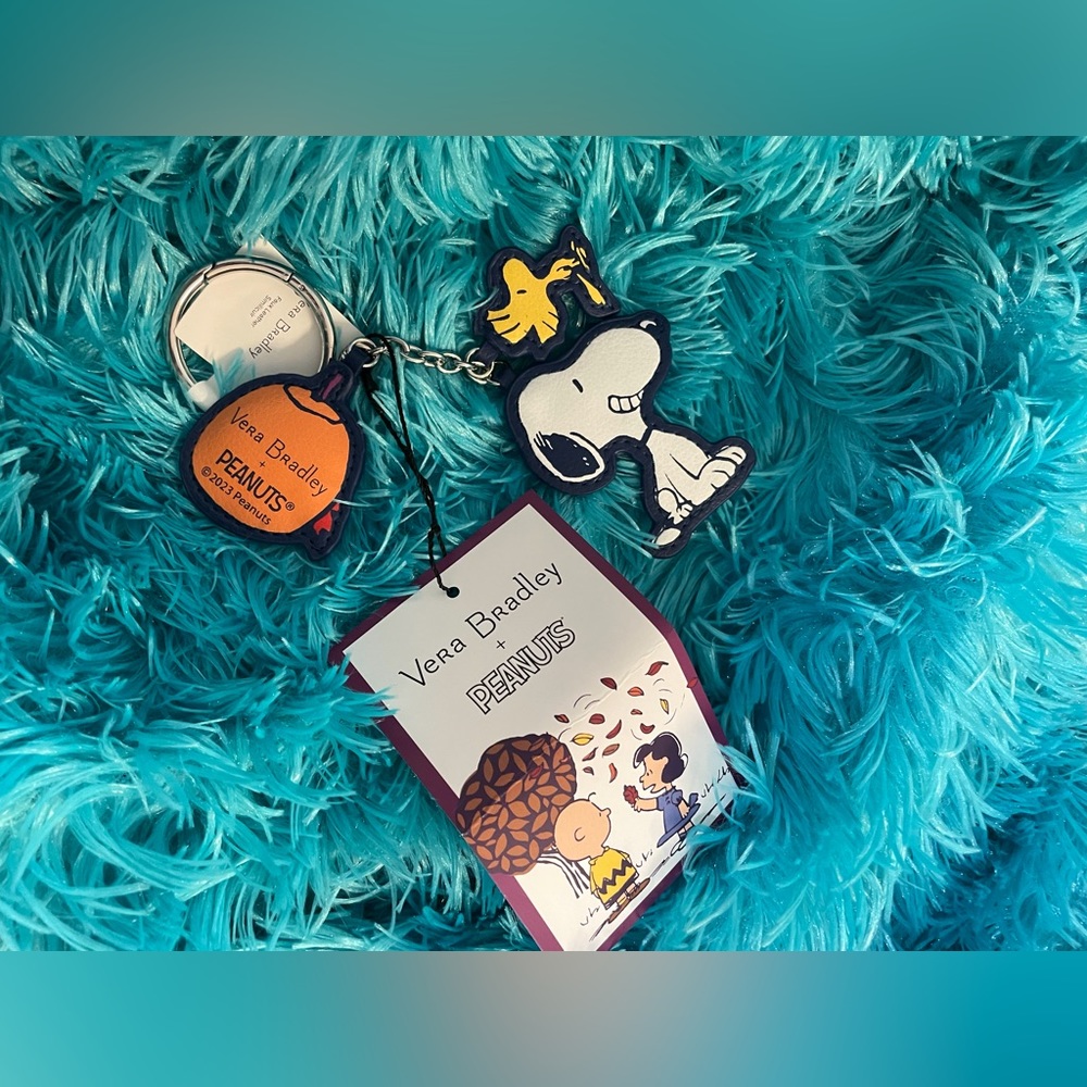 Vera Bradley Fall For Snoopy Peanuts Gang Woodstock Pumpkin Bag Charm Key Ring